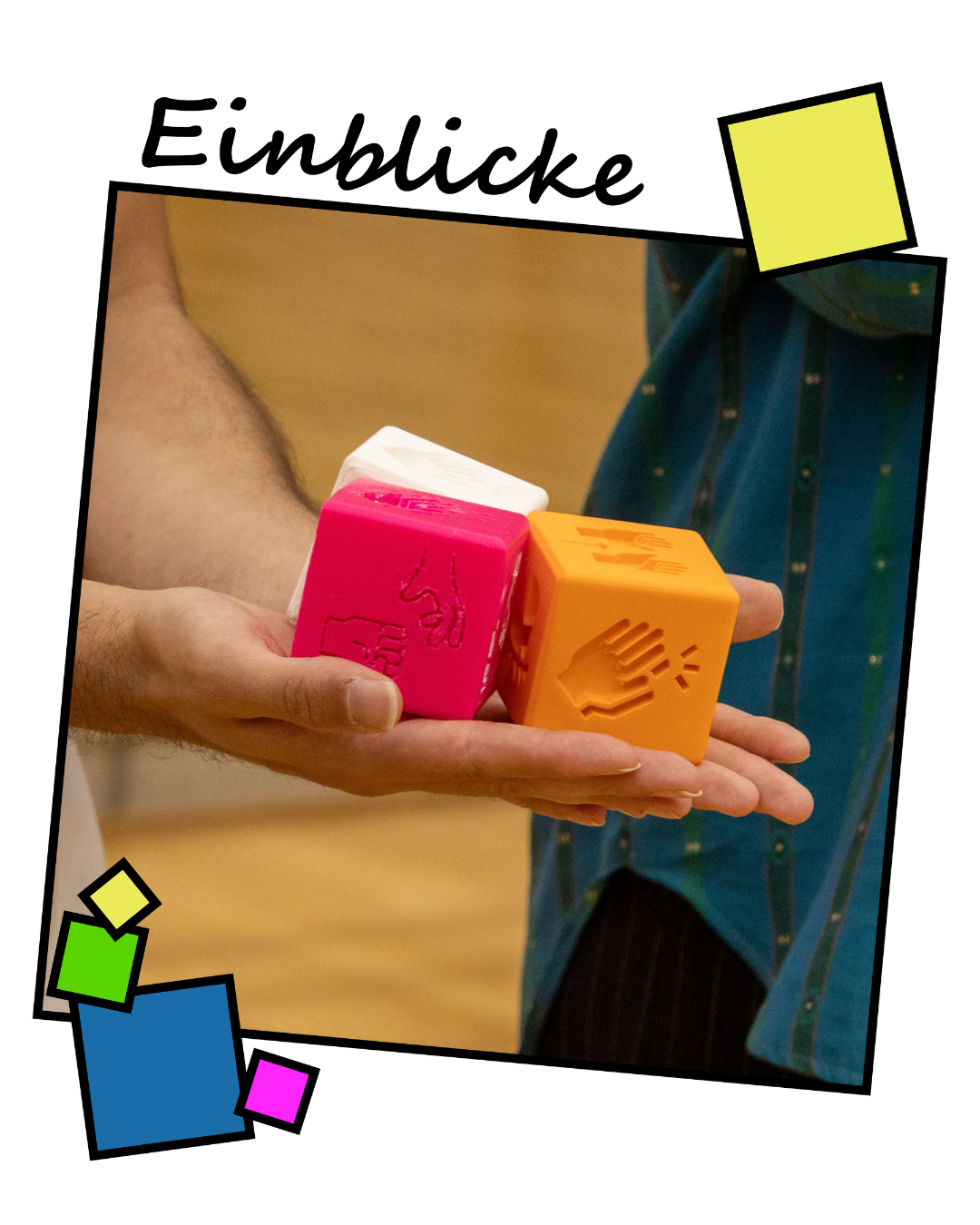 Verschiedene bunte BewegUNS-Würfel